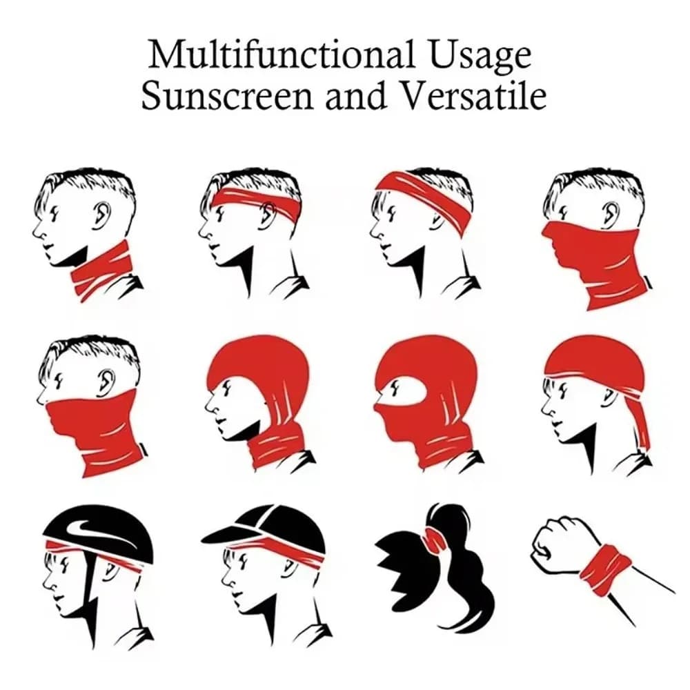 Sciarpa Multifunzionale in Seta Ghiacciata con Protezione Solare, Antivento, per Alpinismo, Protezione UV, Traspirante, Maschera Viso Estiva