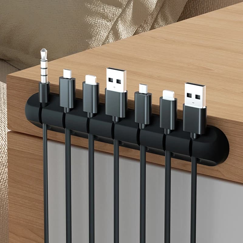 Organizzatore di Cavi Autoadesivo, Clip per Gestione Cavi da Scrivania, Supporto in Silicone per Cavi USB, Mouse, Auricolari e Caricabatterie