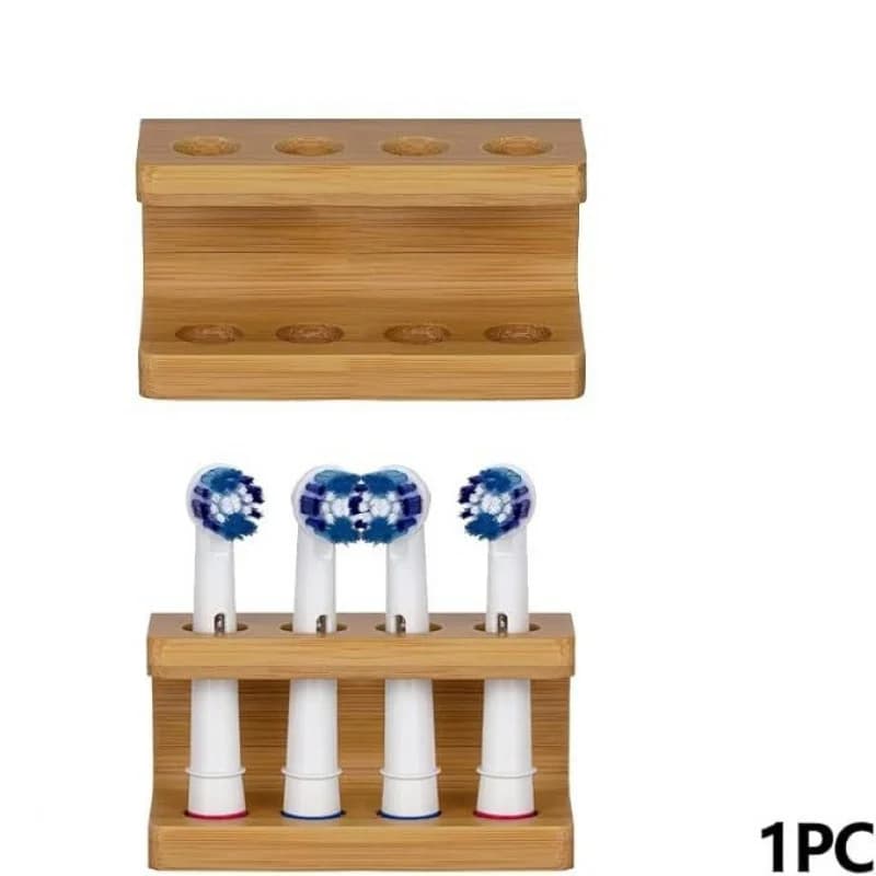 Bathroom Wall-Mounted Bamboo Toothbrush Holder Multi-Compartment Storage Box3Hole4Electric Toothbrush Head Holder Toothbrush Sto