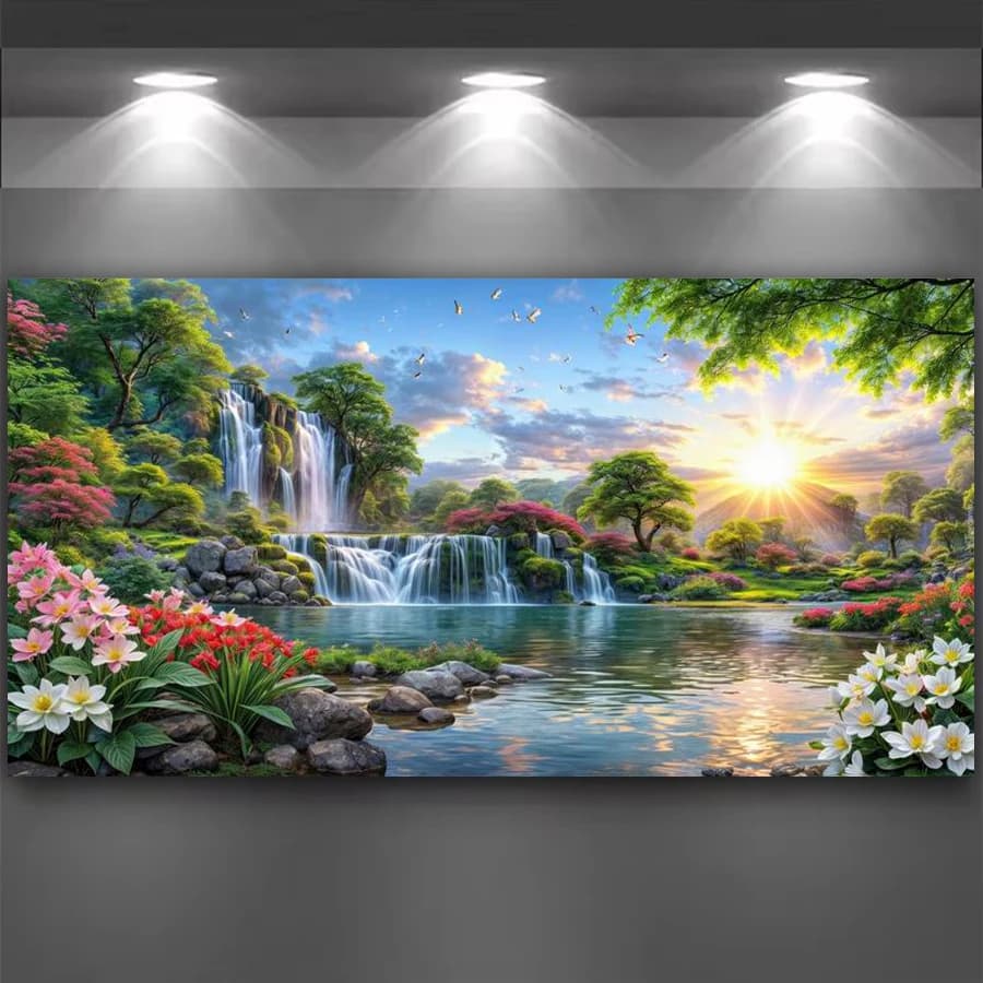 Scenery Waterfalls Picture Large Size Diy Diamond Art For Adults Painting Snow Mountain Landscape Full Mosaic Embroidery Kits