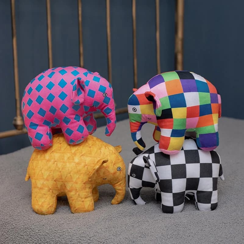 Cartoon Anime Elmer The Elephant Figura Peluche Ciondolo Plaid Elefante Emma Peluche Bambola Bambini Placare Cuscino Regalo di Compleanno