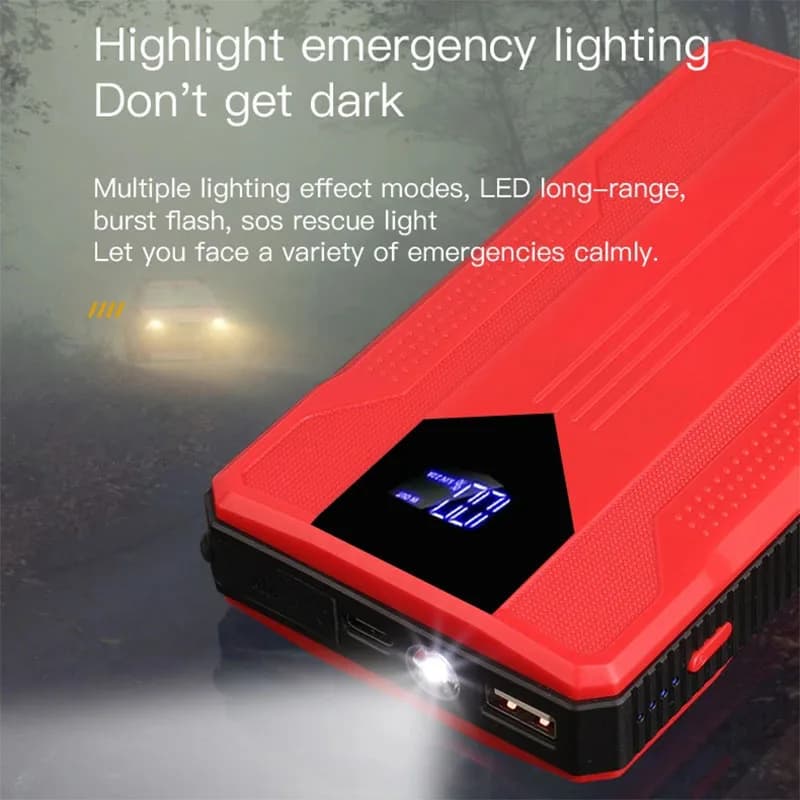 Avviatore di Emergenza per Auto 1000A, Caricabatterie, Power Bank con Illuminazione, Booster per Veicoli 12V