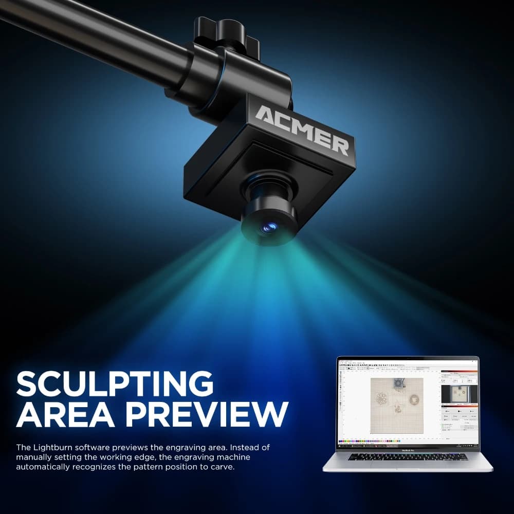 ACMER A500 5MP Camera 100° Wide-angle Lens Batch Engraving Real-time Preview 450*450mm Workspace for 95% Frame Laser Engravers