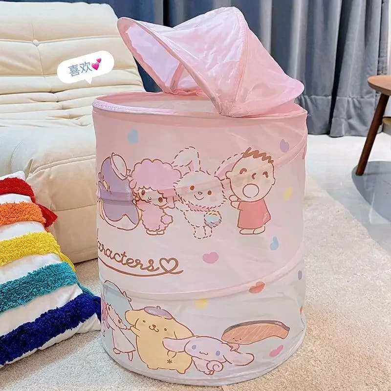 Cesto per Bucato Kawaii Sanrio Hello Kitty, Nuovo Carino Cesto Pieghevole Portatile per Dormitorio, Bagno, Giocattoli, Snack, Oggetti Vari e Vestiti Sporchi