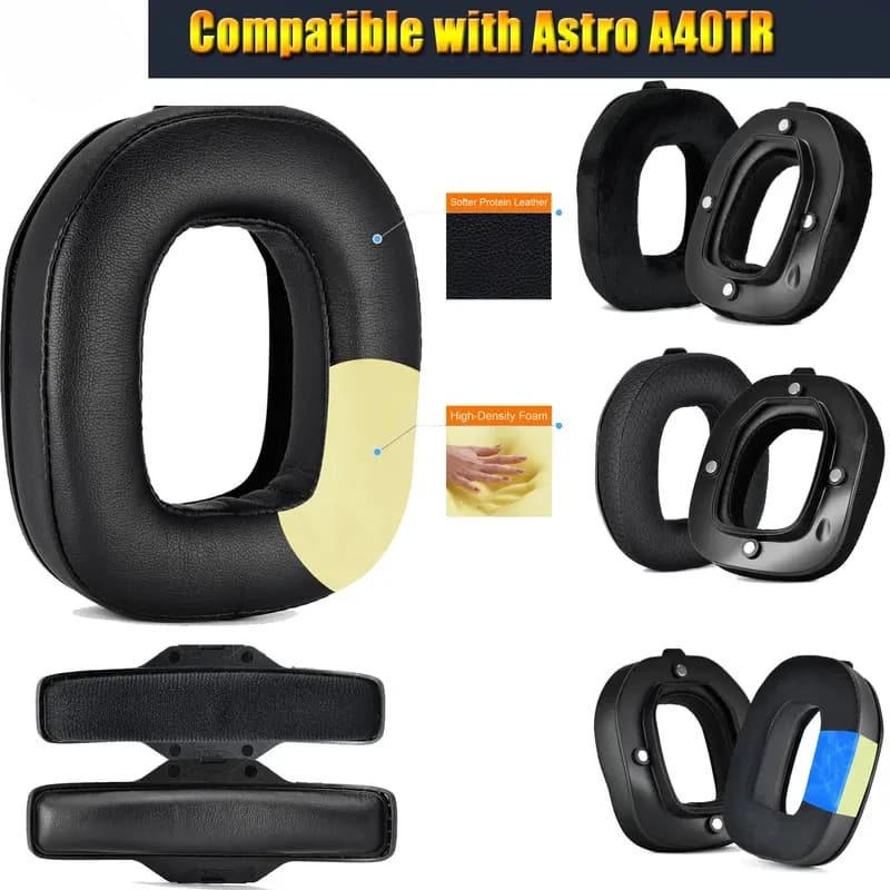 Replacement Ear Pads Cushions and Headband Earmuff Repair Parts for Astro A40TR A40 TR Gaming Headset, Not Compatible with A50,