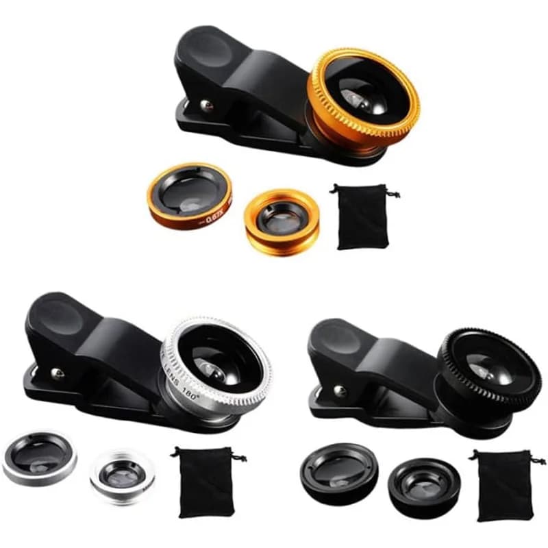 Obiettivo Fisheye 3 in 1 Micro obiettivo grandangolare 0,67X per iPhone Obiettivo Fish Eye con zoom angolare su obiettivi per smartphone con clip per telefono