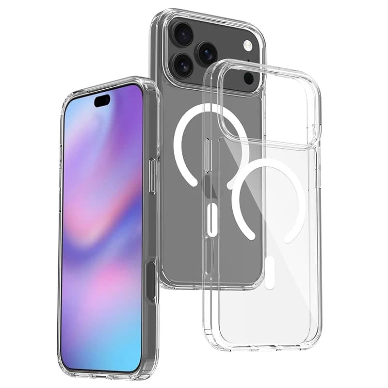 Custodia di ricarica wireless magnetica Magsafe per iPhone 17 Pro Max Cover rigida ibrida per PC per iPhone17ProMax Custodia morbida in silicone trasparente