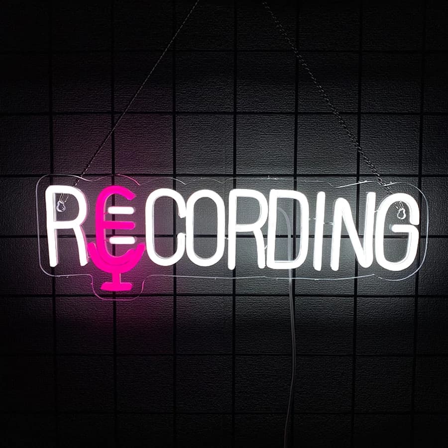 Recording Neon Sign For Wall Decor,Led Neon Light For Recording Room,Music Studio,Bedroom,Living Room,Game Room Decor,Man Cave