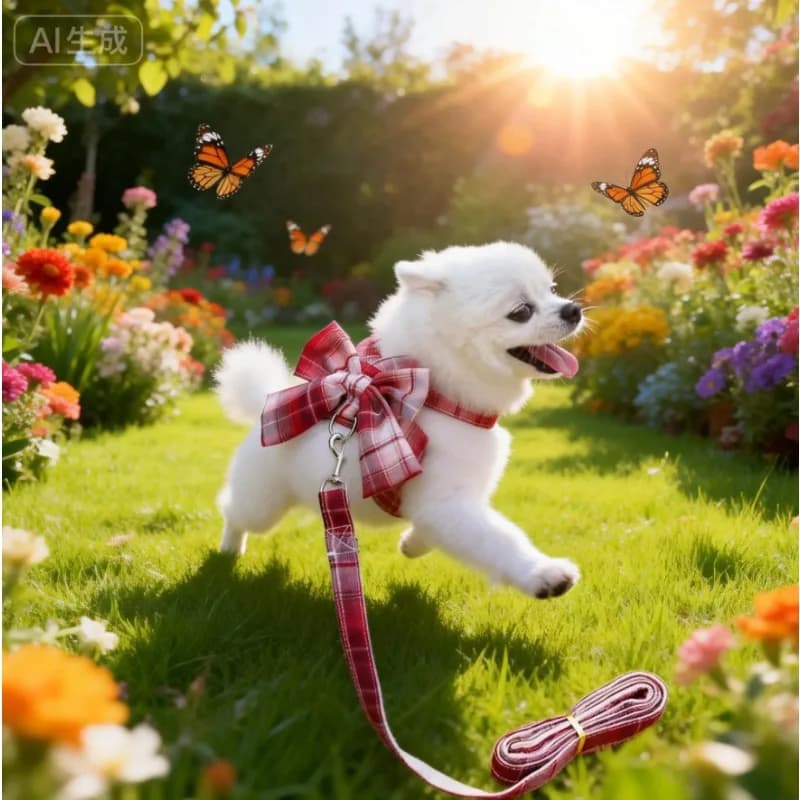 Set Pettorina per Cani Anti-Trazione - Pettorina Natalizia Rossa Regolabile con Guinzaglio e Papillon per Passeggiate all'Aperto