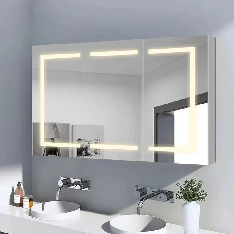 UKCA CE RoHS Mirror Bathroom Cabinet Custom Large LED Mirror Storage Metal Cabinet Manufacturer