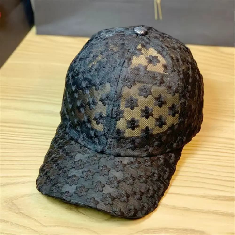 Summer thin lace duckbill cap women's embroidered flower mesh breathable baseball cap sun protection hat
