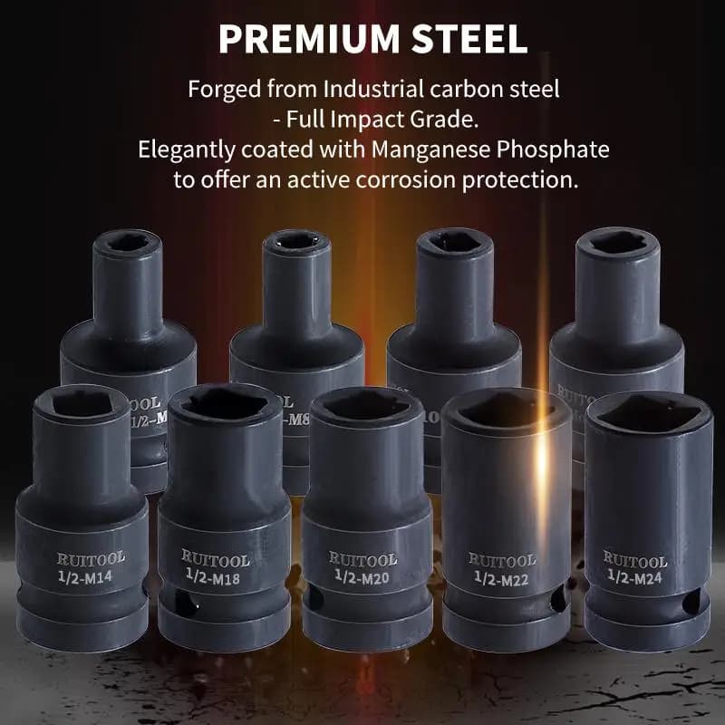 9pcs Tap Socket Set M6 to M24 Alloy Steel 12mm Square Drive Quick Change Thread Taps Adapter for Power Tool