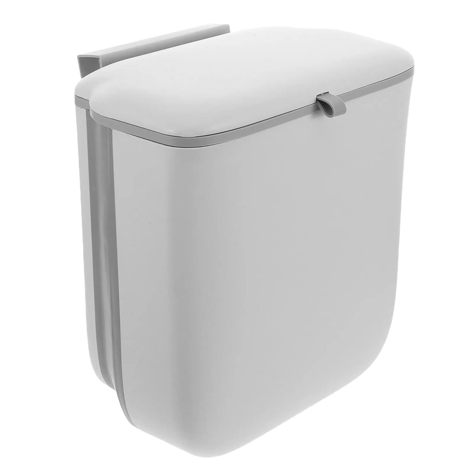 Cestino Pieghevole da Appendere con Coperchio Salvaspazio per Cucina, Bagno, Camper, Camera da Letto, Sottolavello, Montaggio a Parete, in Plastica, Anti-odore