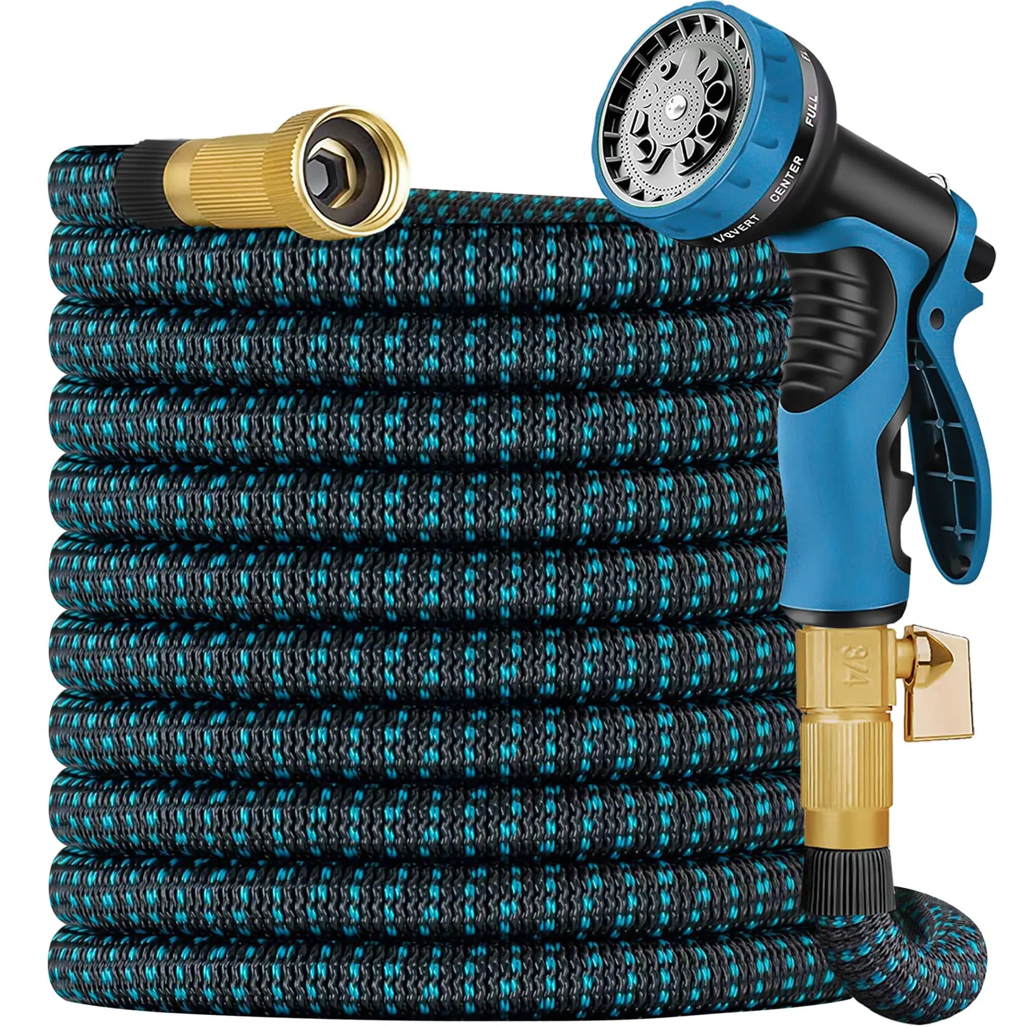 75 Foot Water Pipe Expandable Garden Pipe With 10 Function Spray Nozzle, Light Flexible Pipe With 3/4 Inch An Solid Fittings