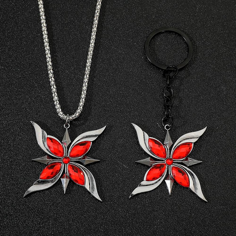 Gioco Anime Genshin Impact Collana Gotico Genshin Impact Portachiavi per gli amici Cosplay Fatui Harbinger Accessori rosa rossa
