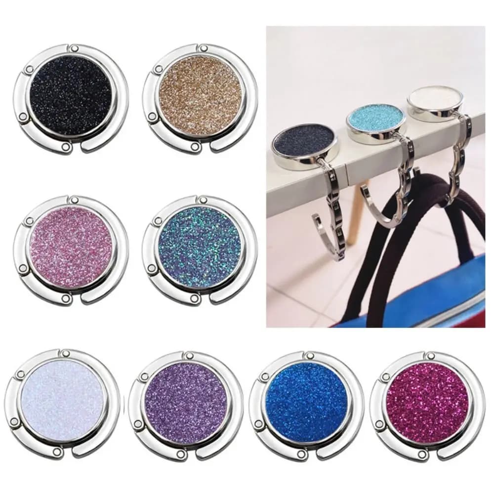 1PC diametro 4,5 cm pieghevole in metallo porta borsa da donna gancio da tavolo da viaggio chiusura lucida borsa appendiabiti da tavolo in metallo ganci da scrivania