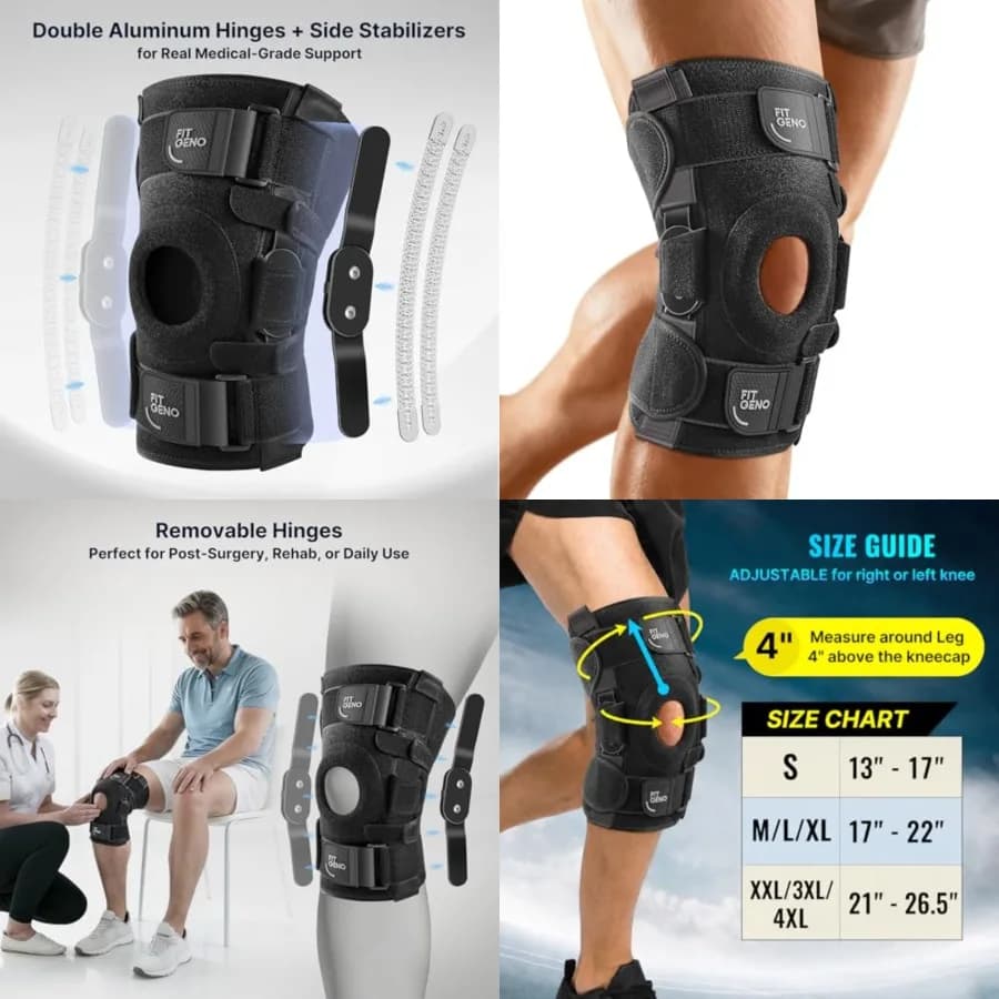 Ginocchiera Articolata per Lesioni al Menisco: Supporto Regolabile per il Dolore al Ginocchio con Stabilizzatori Laterali per Recupero da Infortuni o Chirurgia