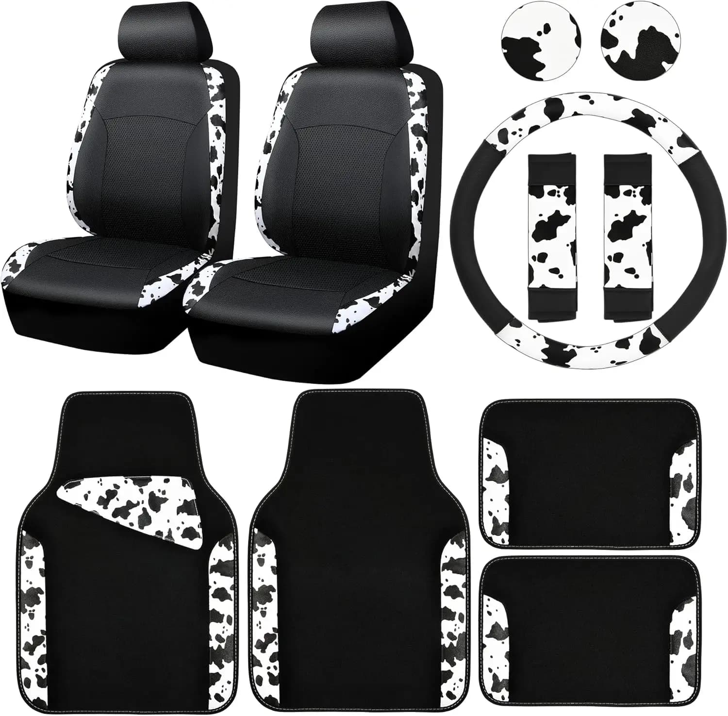 Set of Seat Covers, Mats and Covers with Suv Mucca Printing, Van, Berlina, Truck - Universal Adaptation