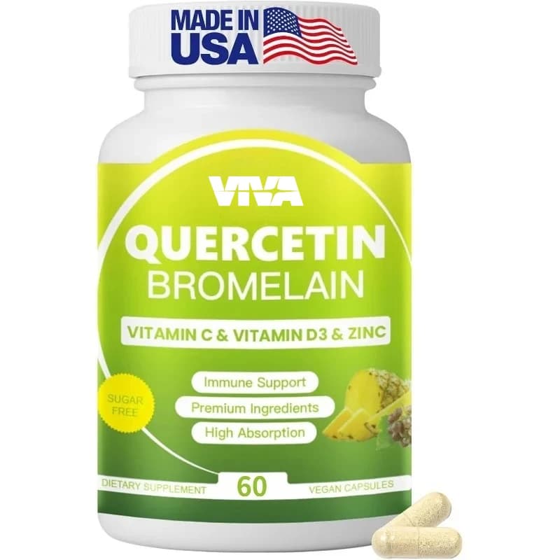 Quercetin and bromelin mixed with vitamin C, vitamin D3, and zinc - supplement capsule immune support