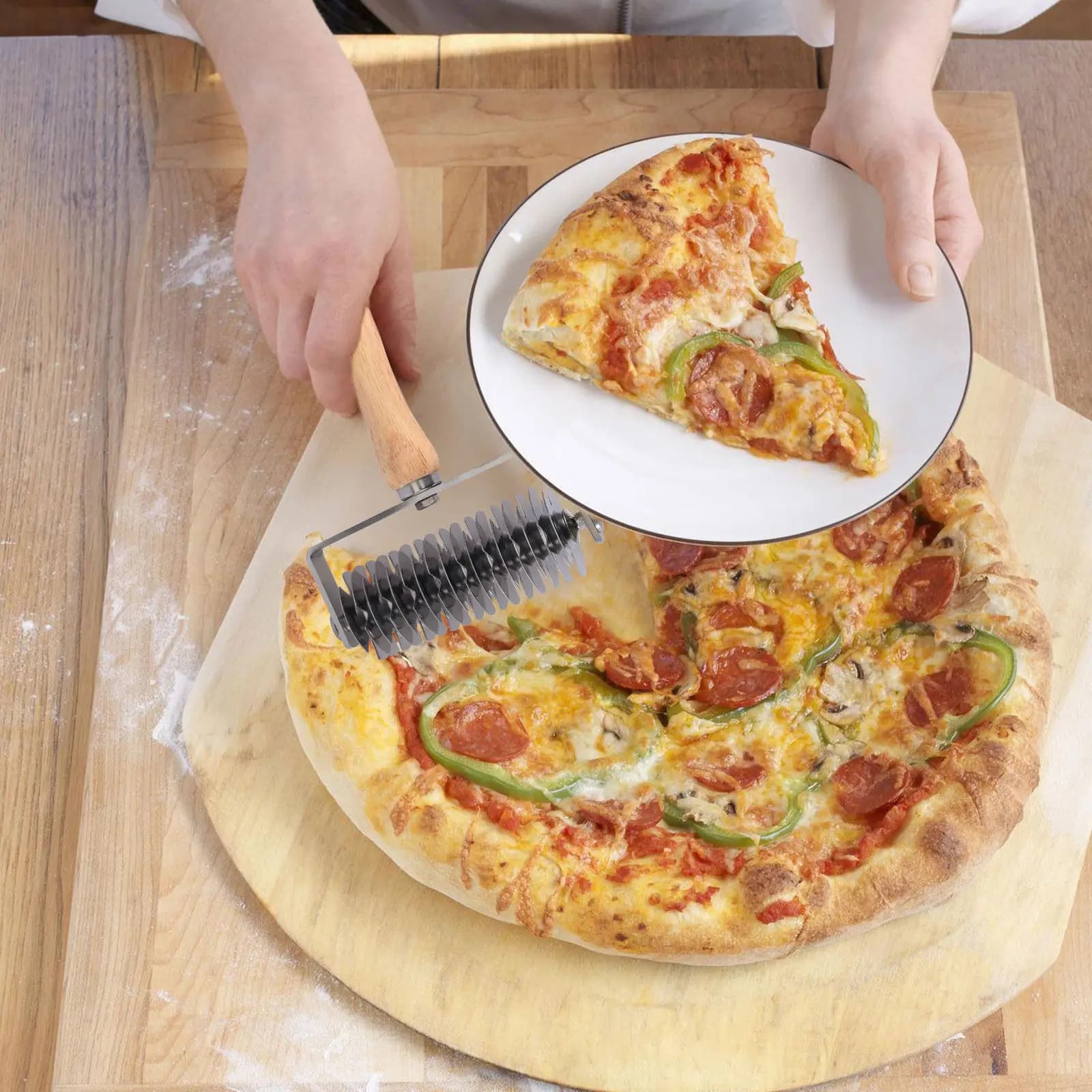 Pizza Cutter Wheel Stainless Steel Roller with Ergonomic Handle Easy Clean Kitchen Tool for Pastry Baking