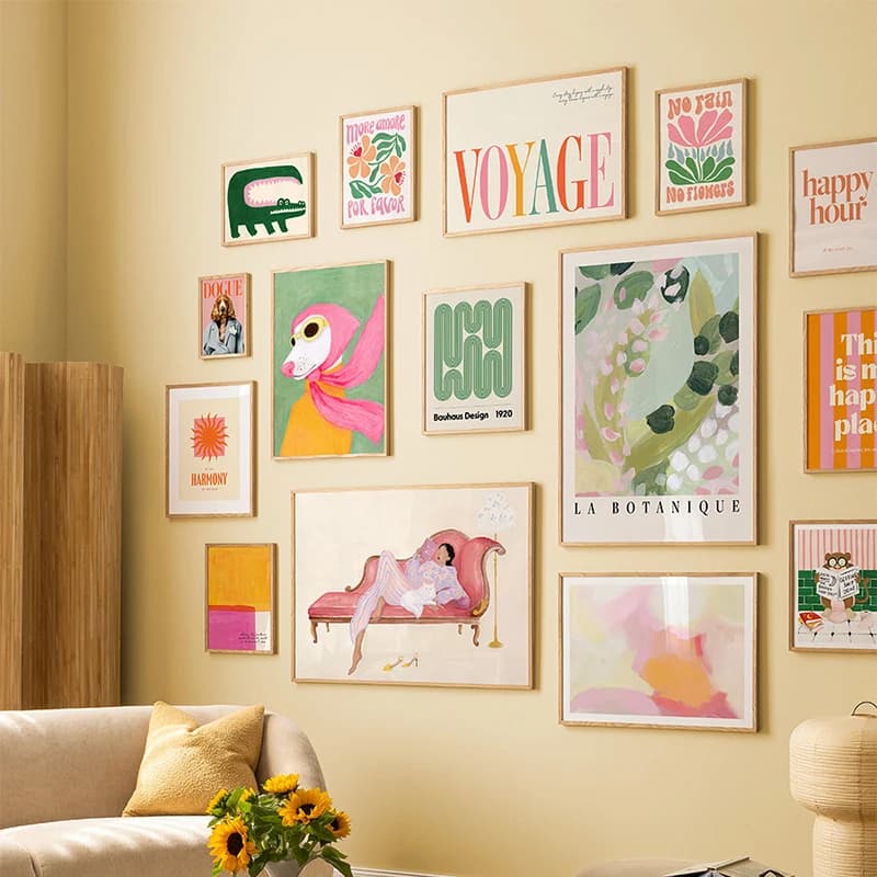 (No frame)Crocodile Sofa Leaves Plant Colorful Life Abstract Lines Posters Prints Canvas Painting Wall Art Pictures Living Ro