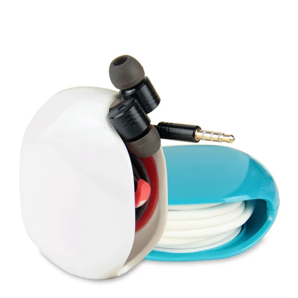 Avvolgicavo Automatico per Auricolari, Organizzatore Bianco per Cavi di Cuffie, Scatola per Gestione Cavi per Auricolari