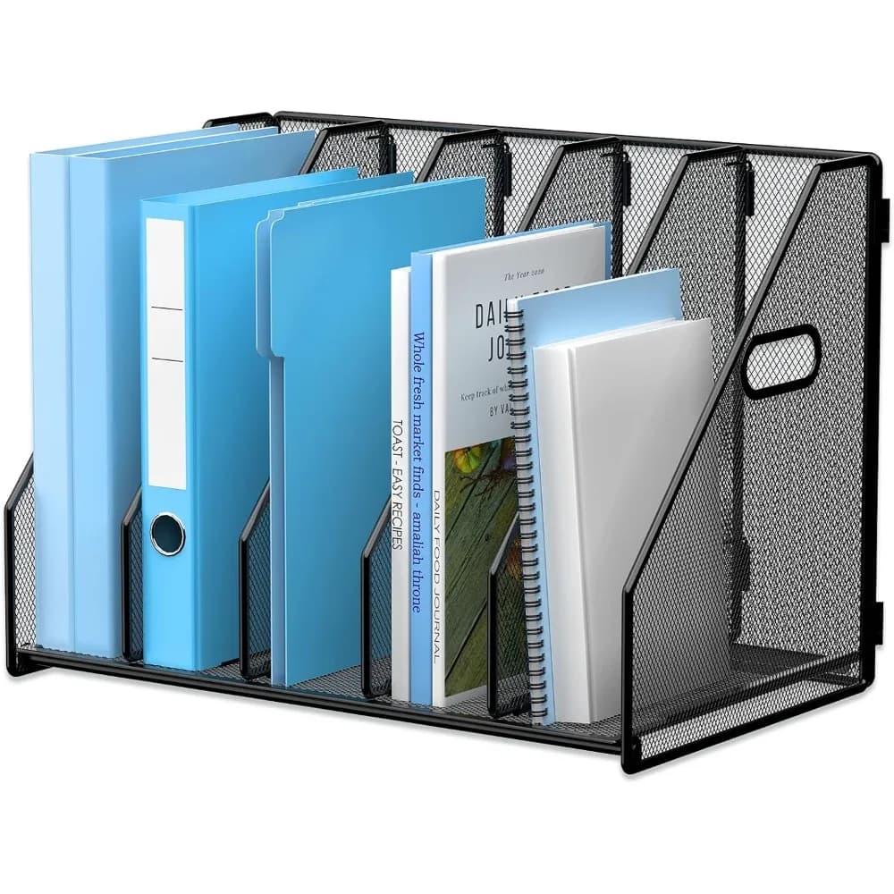 organizer per file da scrivania portariviste da scrivania in metallo con 5 scomparti verticali organizer per file per ufficio, casa, scuola,