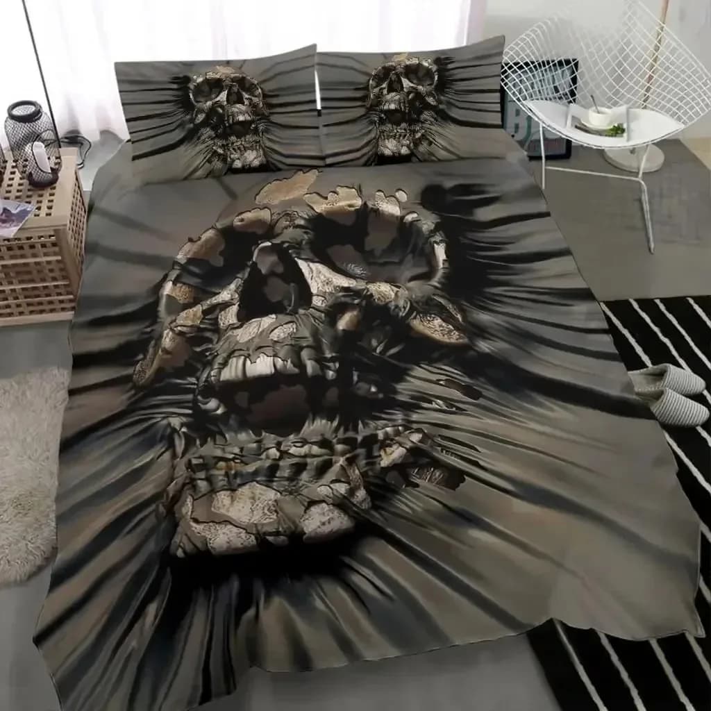Skull Chevalier Horror Skeleton 3D NEW Duvet Cover Pillowcase Bedding Set Adult Boy Girl Bedroom Decoration Single Double Large