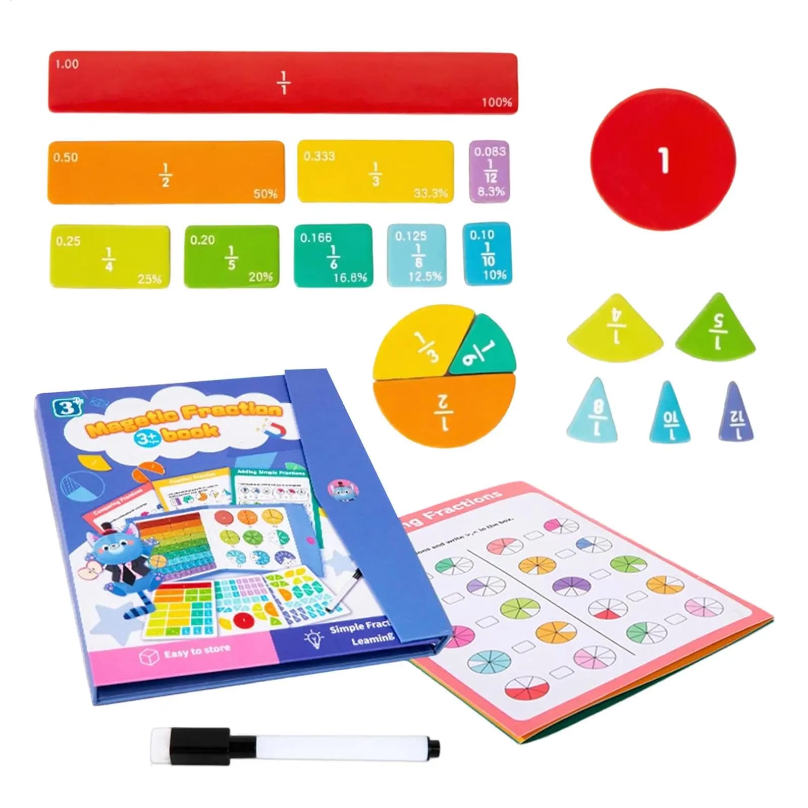 Fraction Manipulatives Magnetic Educational Teaching Math Puzzle Kids Fraction Tiles For Classroom Home Activity Center Travel