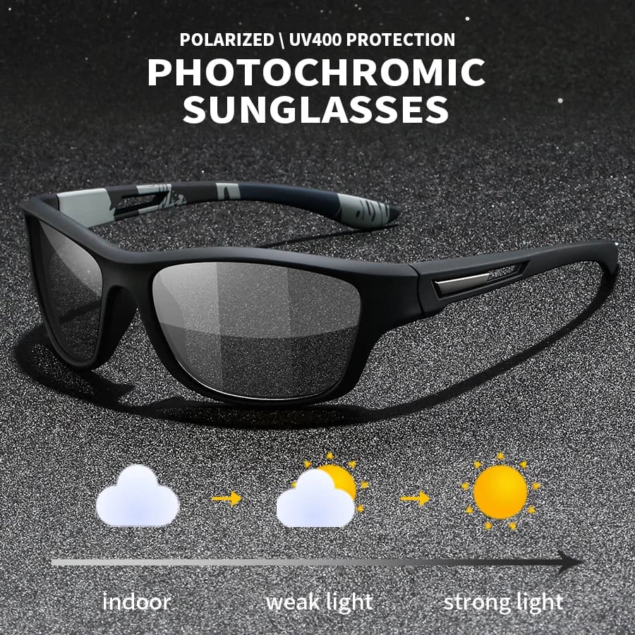 Photochromic Polarized Sports Vintage Sunglasses Men Women Fishing Cycling Driving Mountaineering Chameleon Sun Glasses