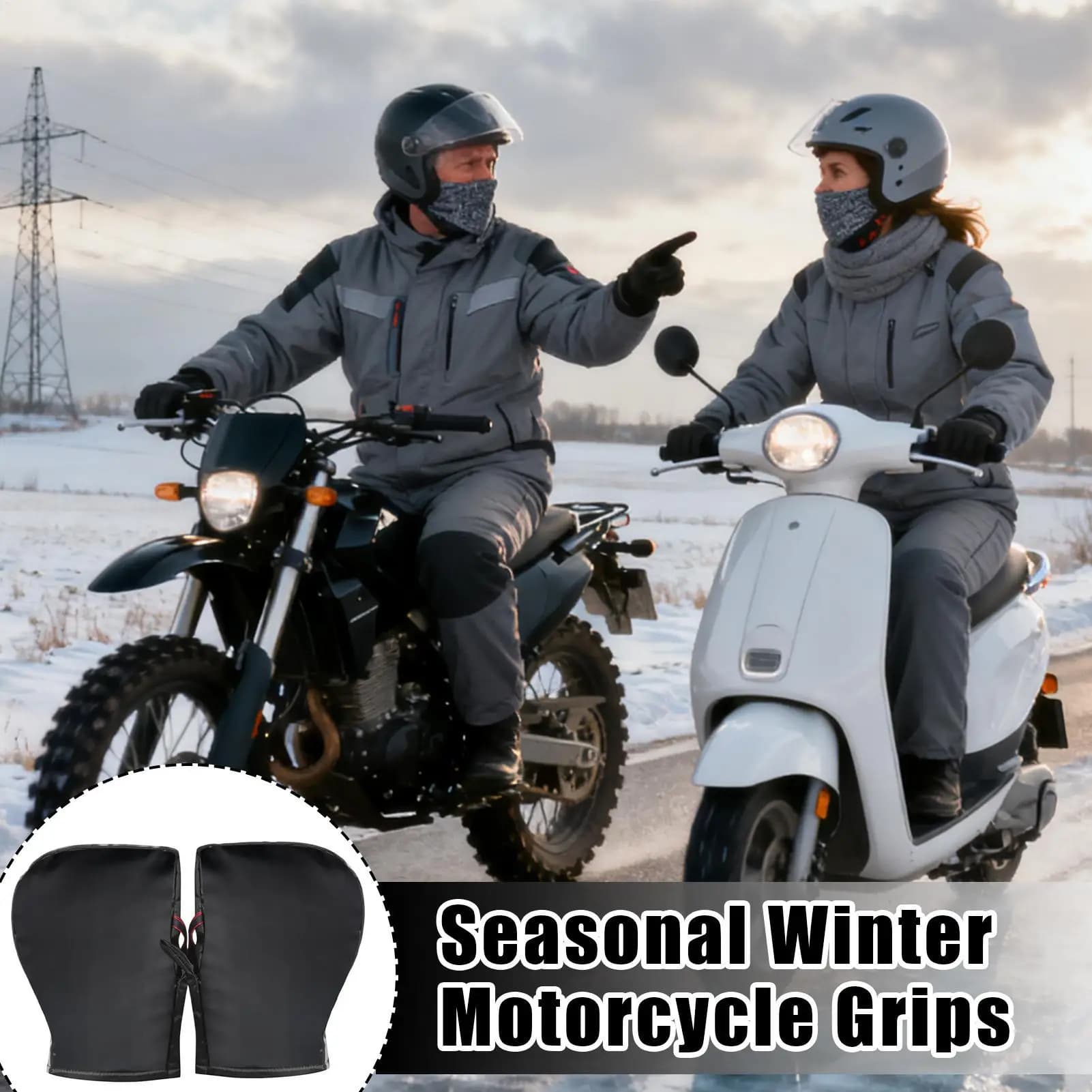 Guanti da manubrio Guanti protettivi isolati antivento Manicotti impermeabili per moto Equitazione Mountain Bike Ciclismo su strada