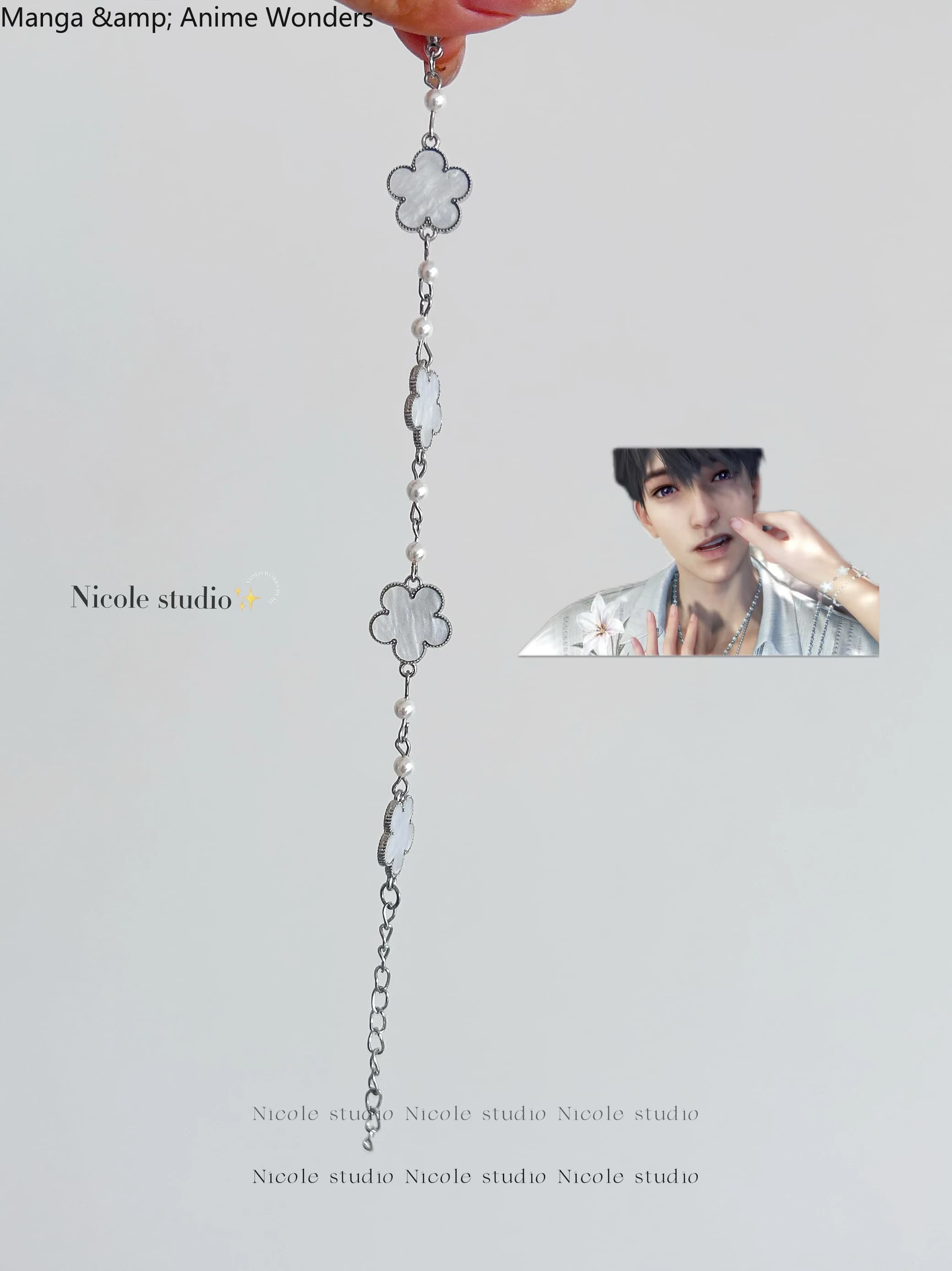 Anime Love and Deepspace Caleb Master Control Cosplay Flower Bracelet Animated Cartoon Beads Chain Hand Hook Lace Gift Arms
