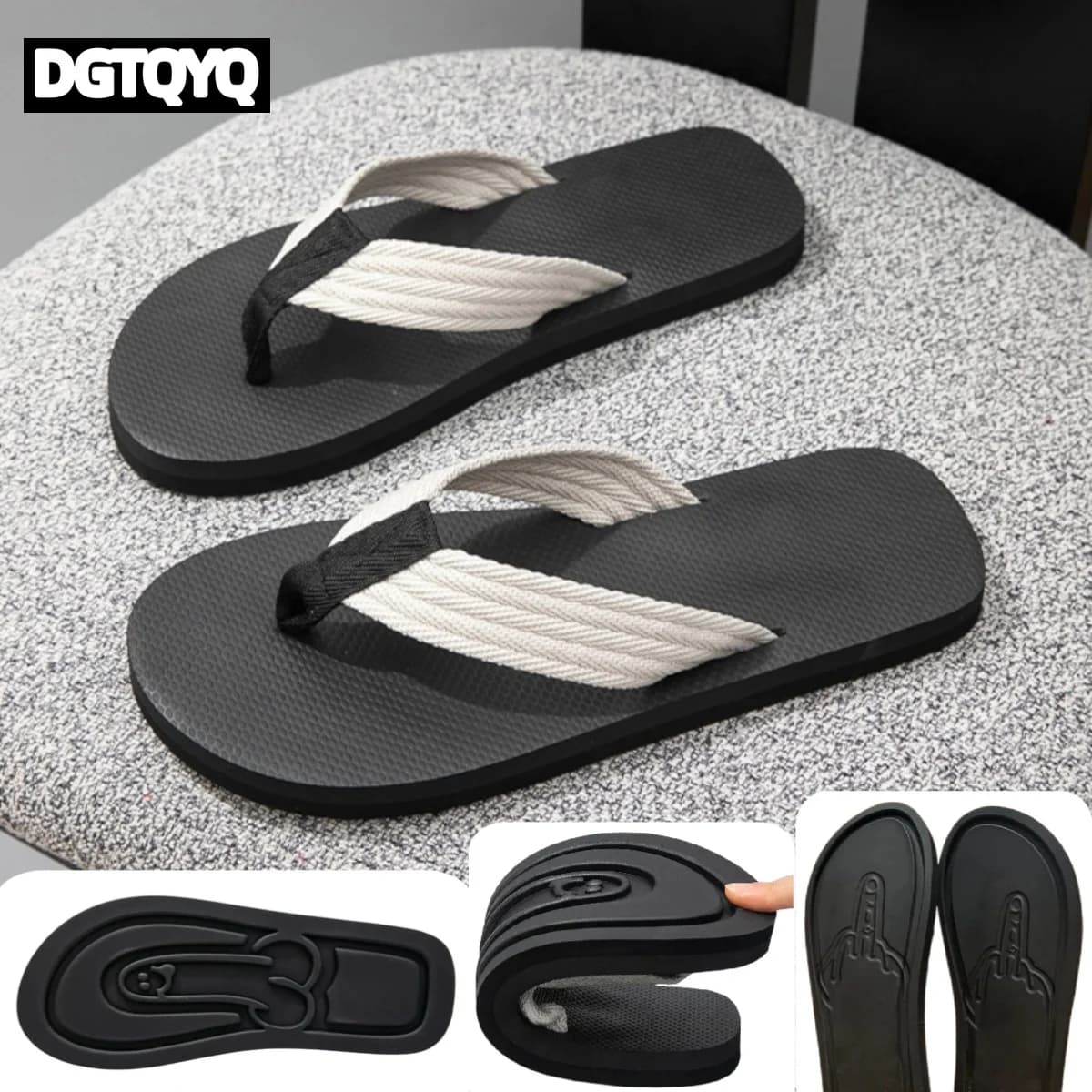 Summer Adult Creative Quirky Dick Beach Slippers, Spread Hap-Penis Quick Drying Slippers,Funny Hidden Middle Finger Flip-flops