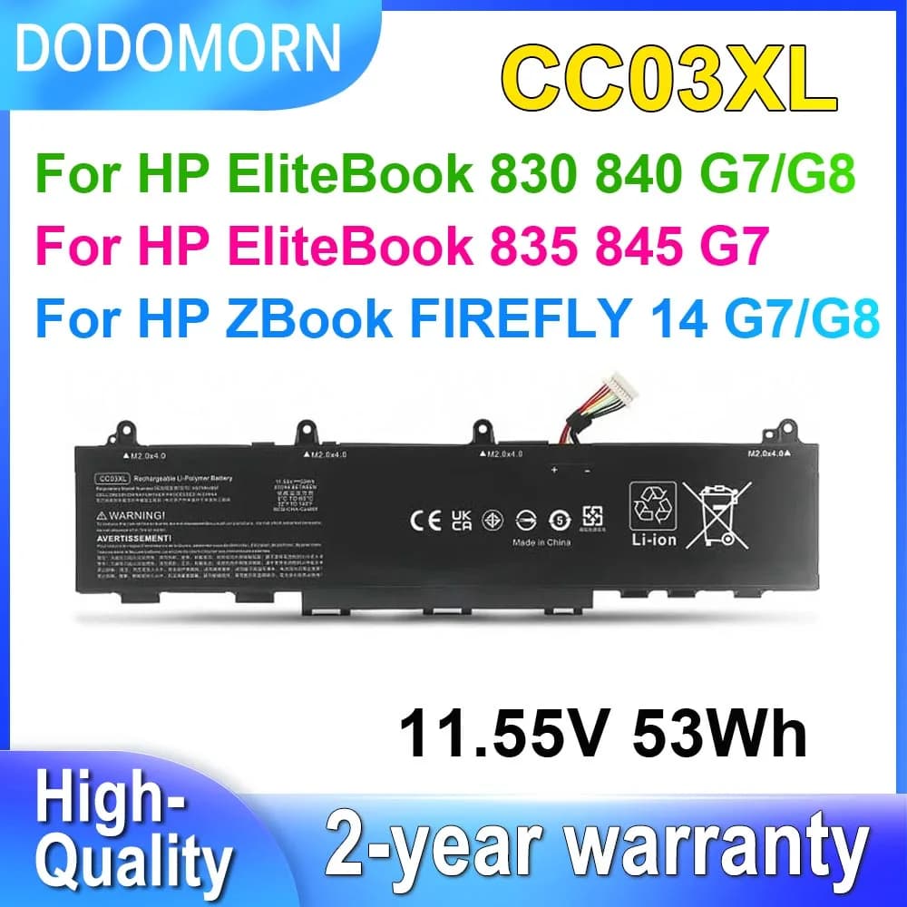 DODOMORN CC03XL For HP EliteBook 830 835 840 845 G7 G8/ZBook Firefly 14 G7 G8 Series Laptop Battery HSTNN-IB9F 11.55V 53Wh