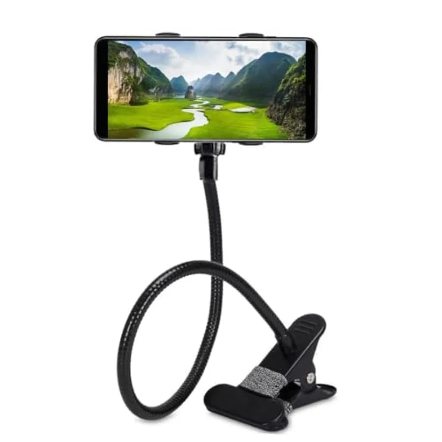 Cell Phone Holder, Lazy Bracket, 360-degree Rotating Universal Flexible Long Arms Clip Mount Gooseneck Phones Stand for Bed Fle