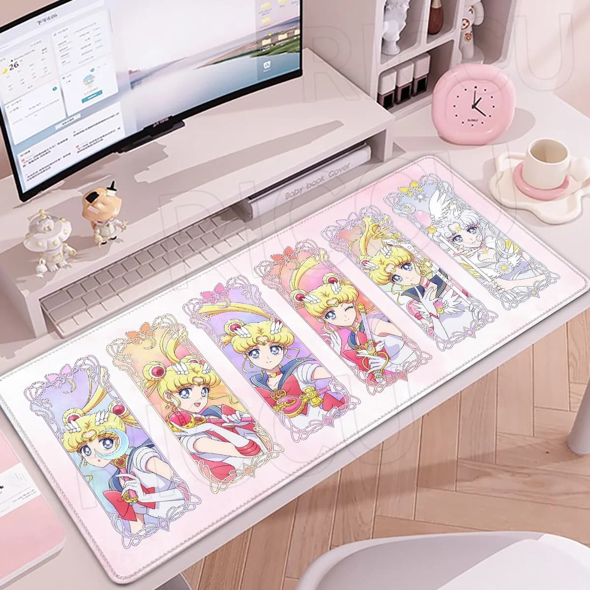 Tappetino Mouse XXL HD Printing Sailor Moon, Tappetino Grande per Tastiera e Mouse, Tappetino da Scrivania Anime Kawaii per Laptop, Tappetino da Gioco Esteso Cartoon