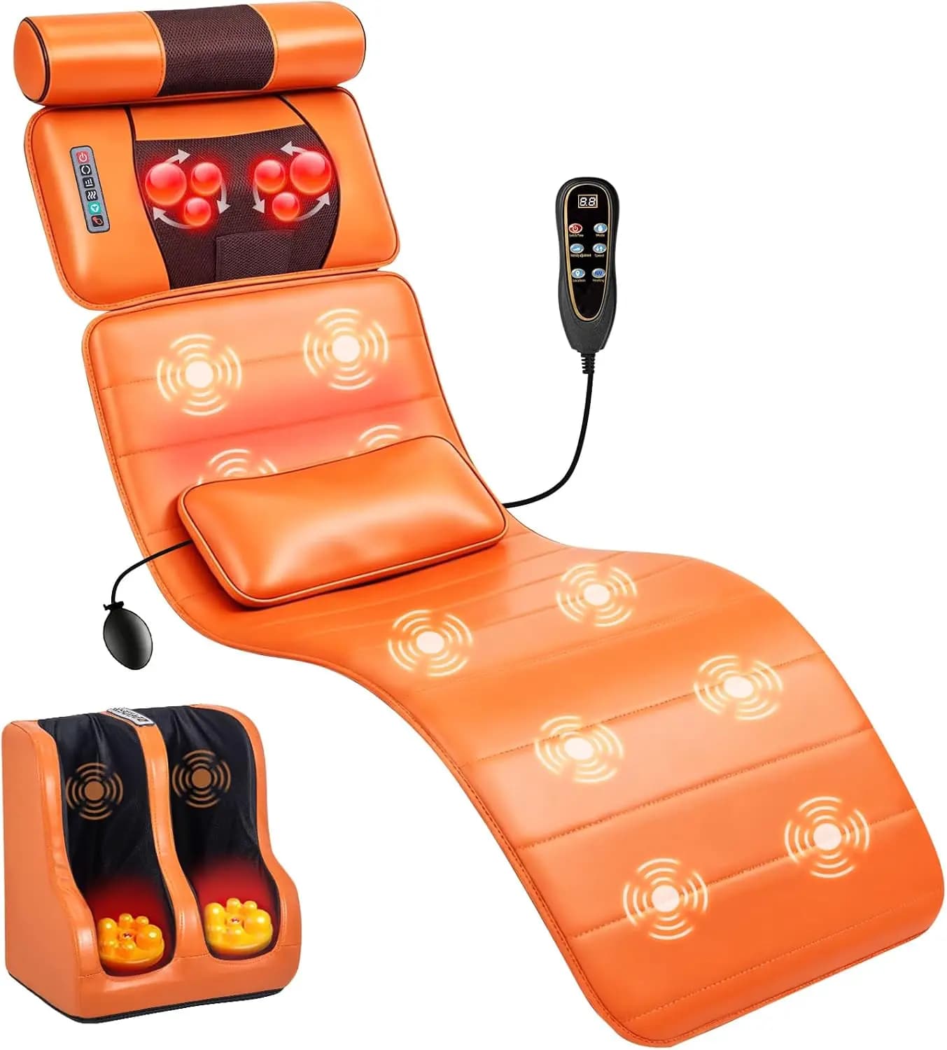 Upgraded Full Body Massage Mat with Calf Vibration and Foot Massager, Shiatsu Back Massage Pad with Neck Pillow and Lumbar Airba