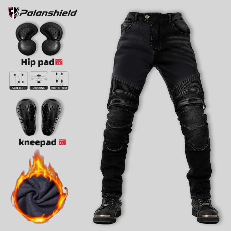 Pantaloni da moto invernali caldi da uomo in Kevlar Jeans da esterno con equipaggiamento protettivo da equitazione Motocross Nuovi pantaloni elastici per moto