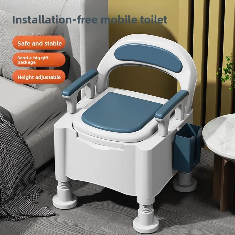 Anti-Odor Toiletry Chair for Seniors, Robust Mobile Toilet Seat for Bedroom, Comfortable Portable Bedside Table With Durable Frame