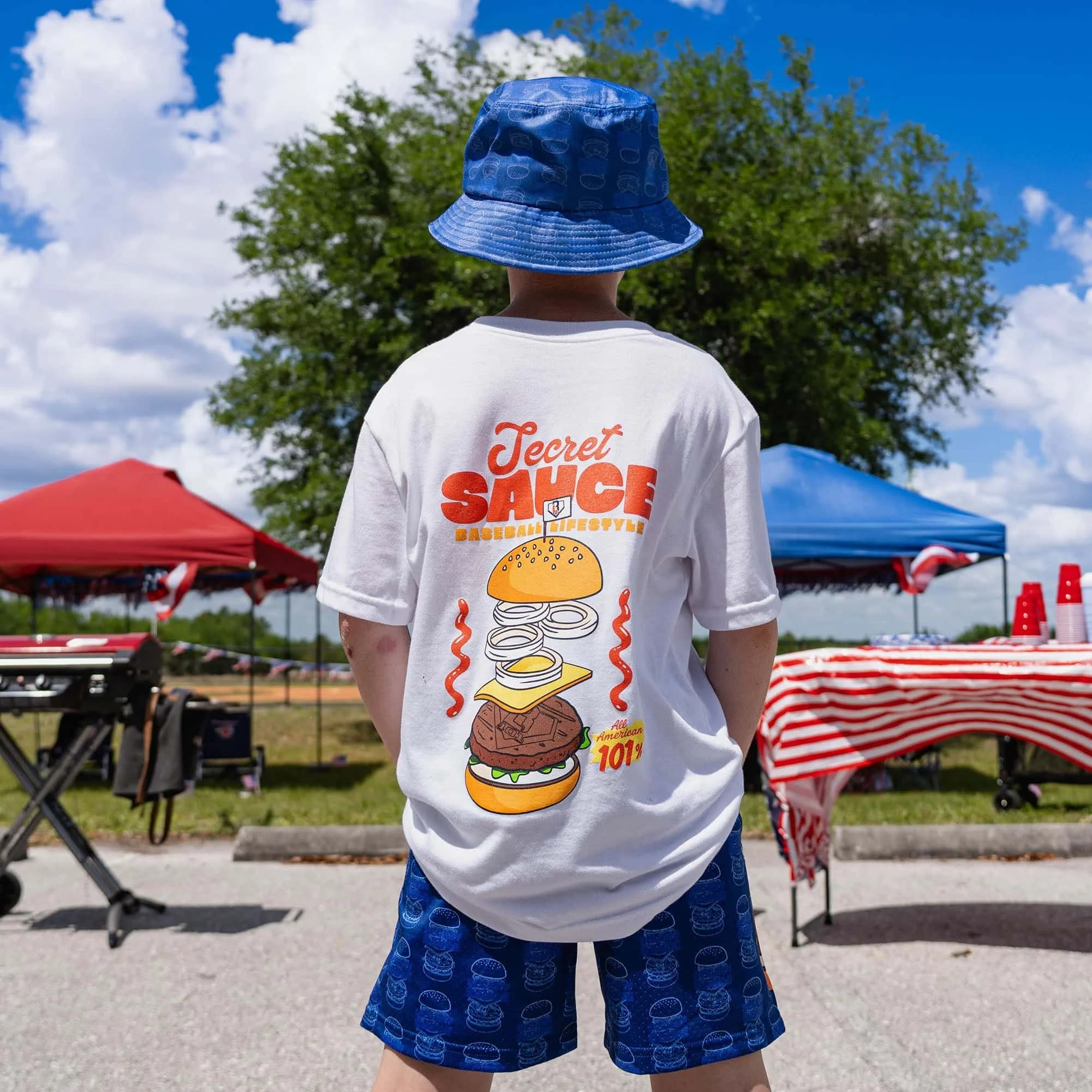 Nuova vita da baseball estiva # 101 # T-shirt sportiva casual in cotone con stampa Fun Burger per giovani/adulti