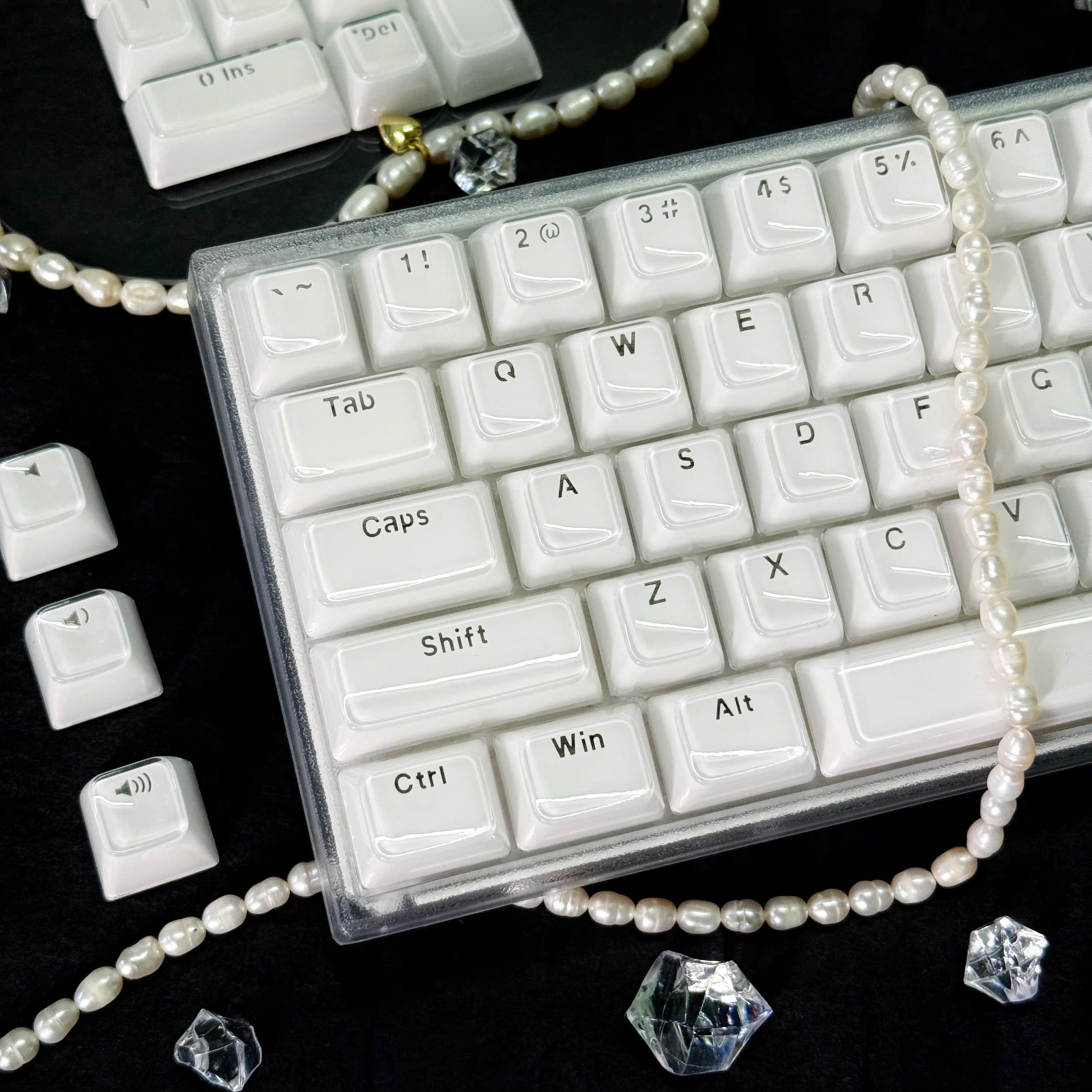 Jelly White Blank Characters OEM Cover with superior light transmission for mechanical keyboard MX Switch 60% 75% 87% 100%