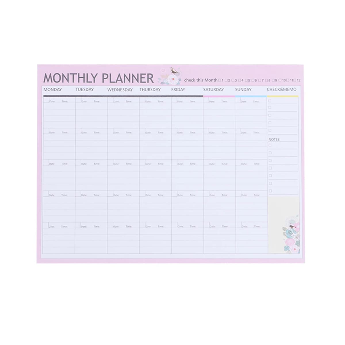 Pianificatore mensile A4 Organizer decorativo calendario programma Notebook Candy Weekly Daily Planner Memo Pad (colore casuale)