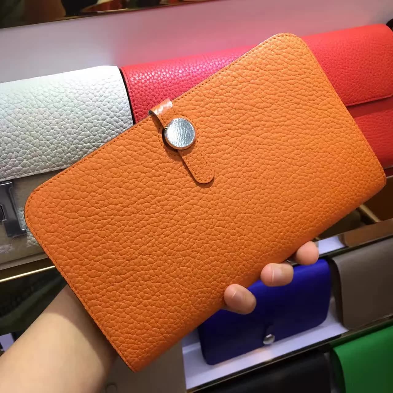Portafoglio Doppio Rotondo Blu in Pelle Lungo Porta Passaporto Borsa per iPhone Porta Carte Uomo Donna Universale in Pelle Bovina