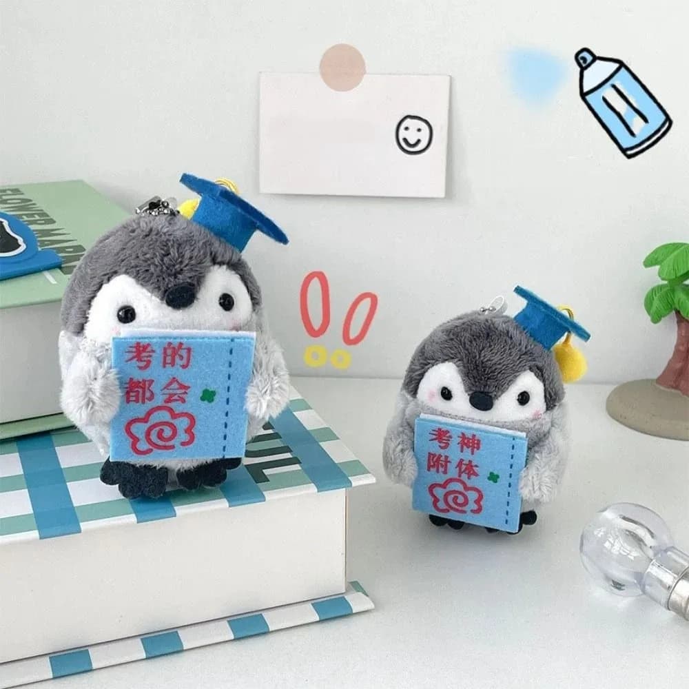 Simpatico cartone animato pinguino portachiavi morbido cappello turistico animale farcito a tema design creativo portachiavi ciondolo borsa