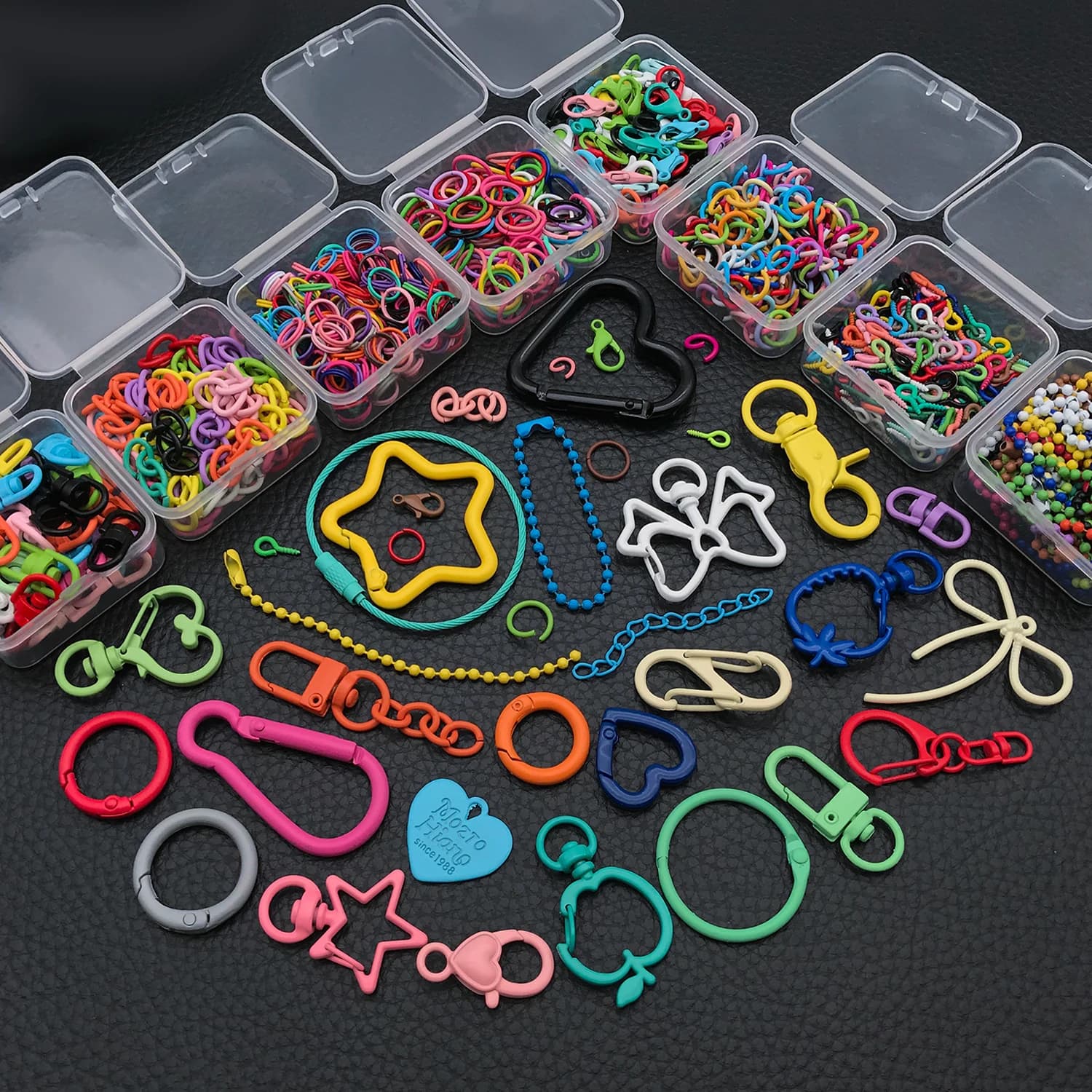 20pcs mixed color zinc alloy spring buckle open/closed ring Sheep eye nail extension tail chain DIY jewelry pendant accessories