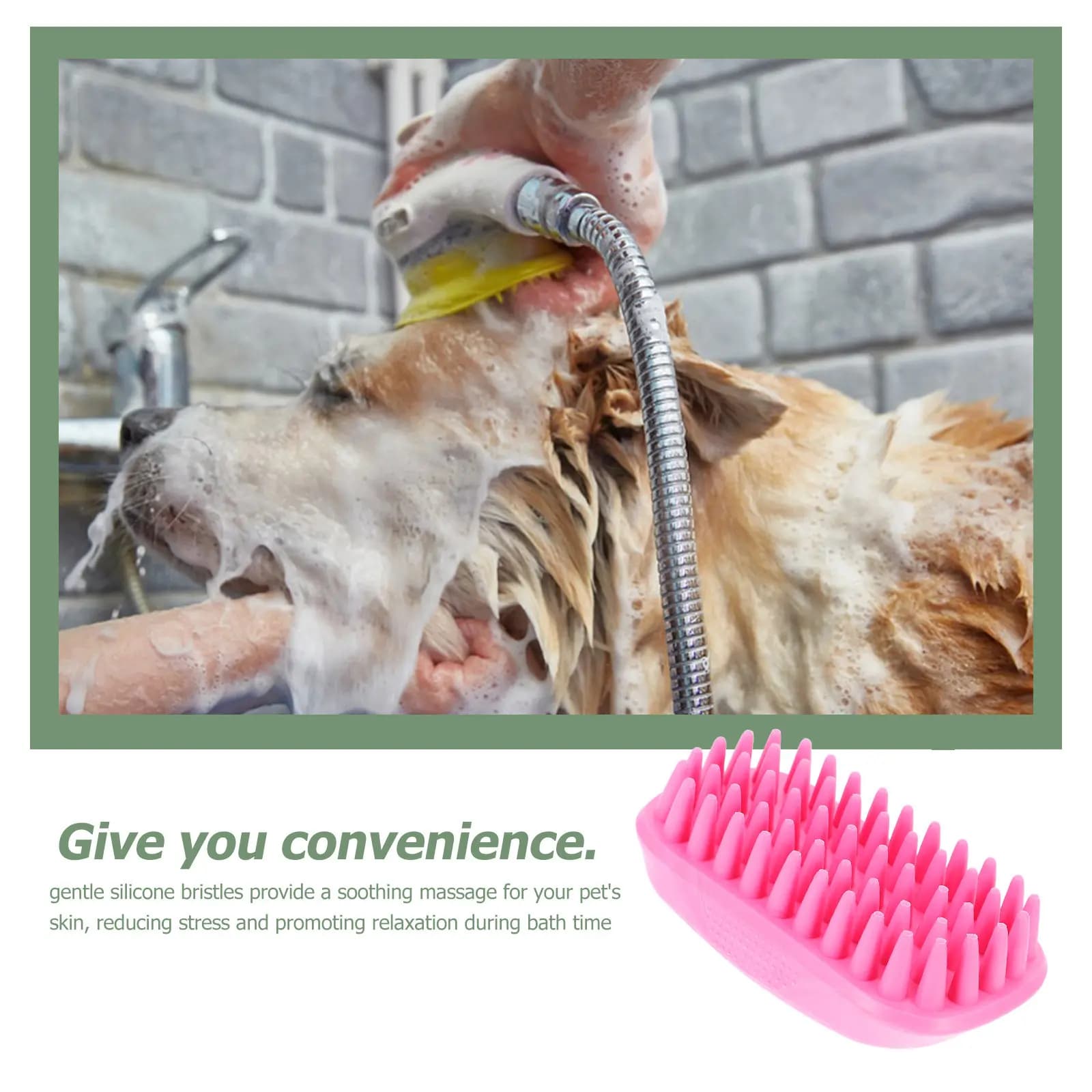 Pet Silicone Shampoo Brush Dog Bath Massage Shower Brush Soft Non-Slip Handle Long Hair Grooming Tool Effective Shedding