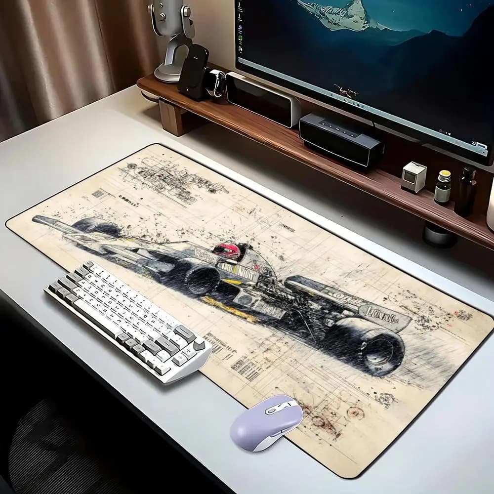 Vintage Sports Car Blueprint Mouse Pad XXL Large Desk Mat Grand Prix Non-Slip Base Stitched Edges for Gaming Office Laptop