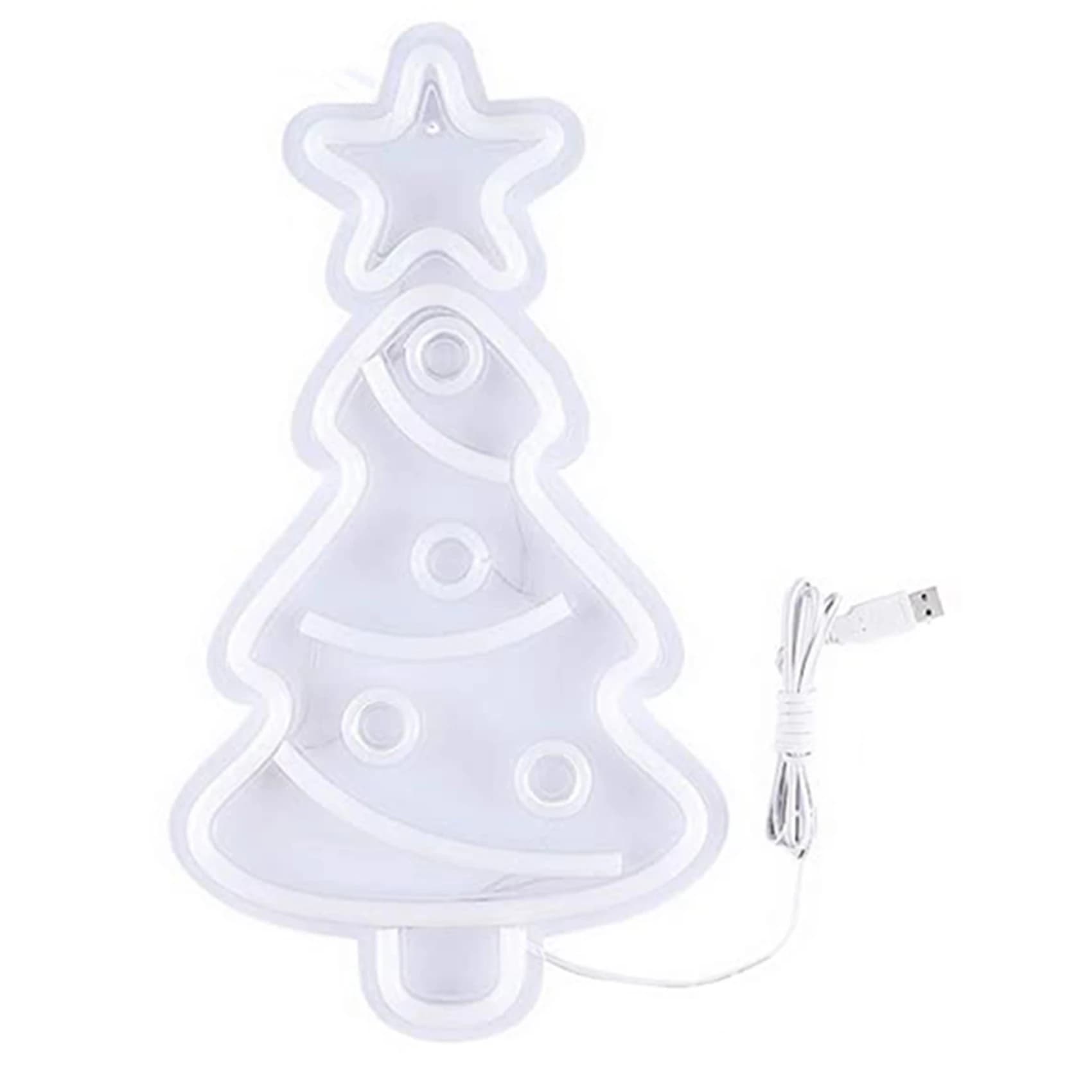 Insegne luminose al neon per albero di Natale, festival di Natale alimentato tramite USB Luce al neon a LED Decorazione da parete Luce al neon artistica