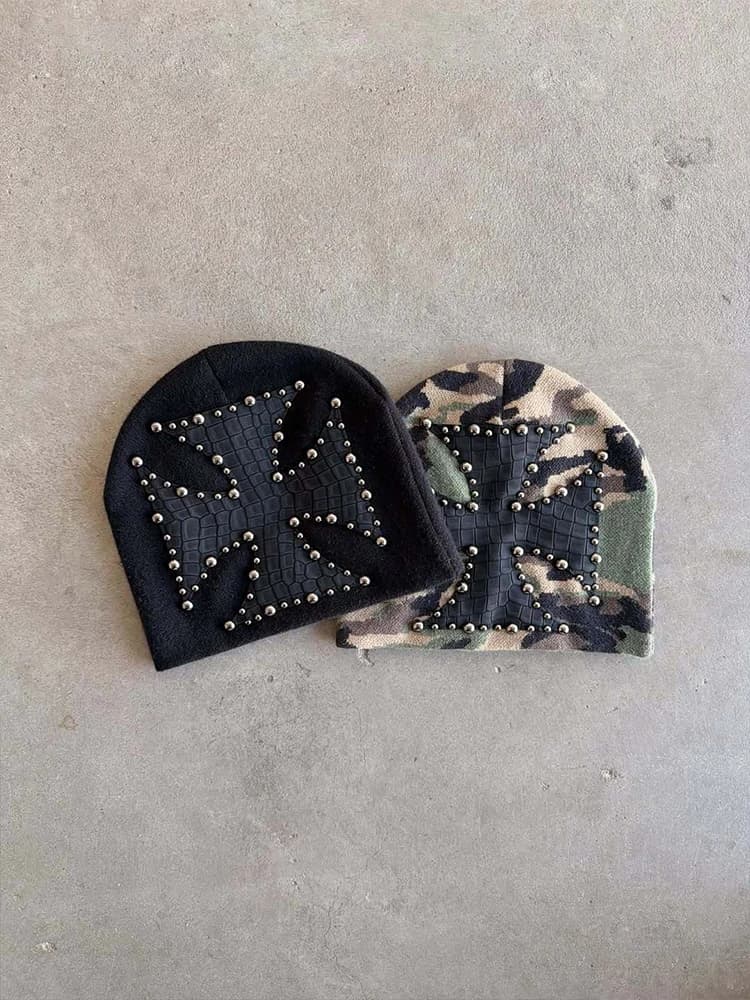 High street dark retro trend cold hat New Y2K rivet metal decoration personality street trend cold hat in autumn and winter