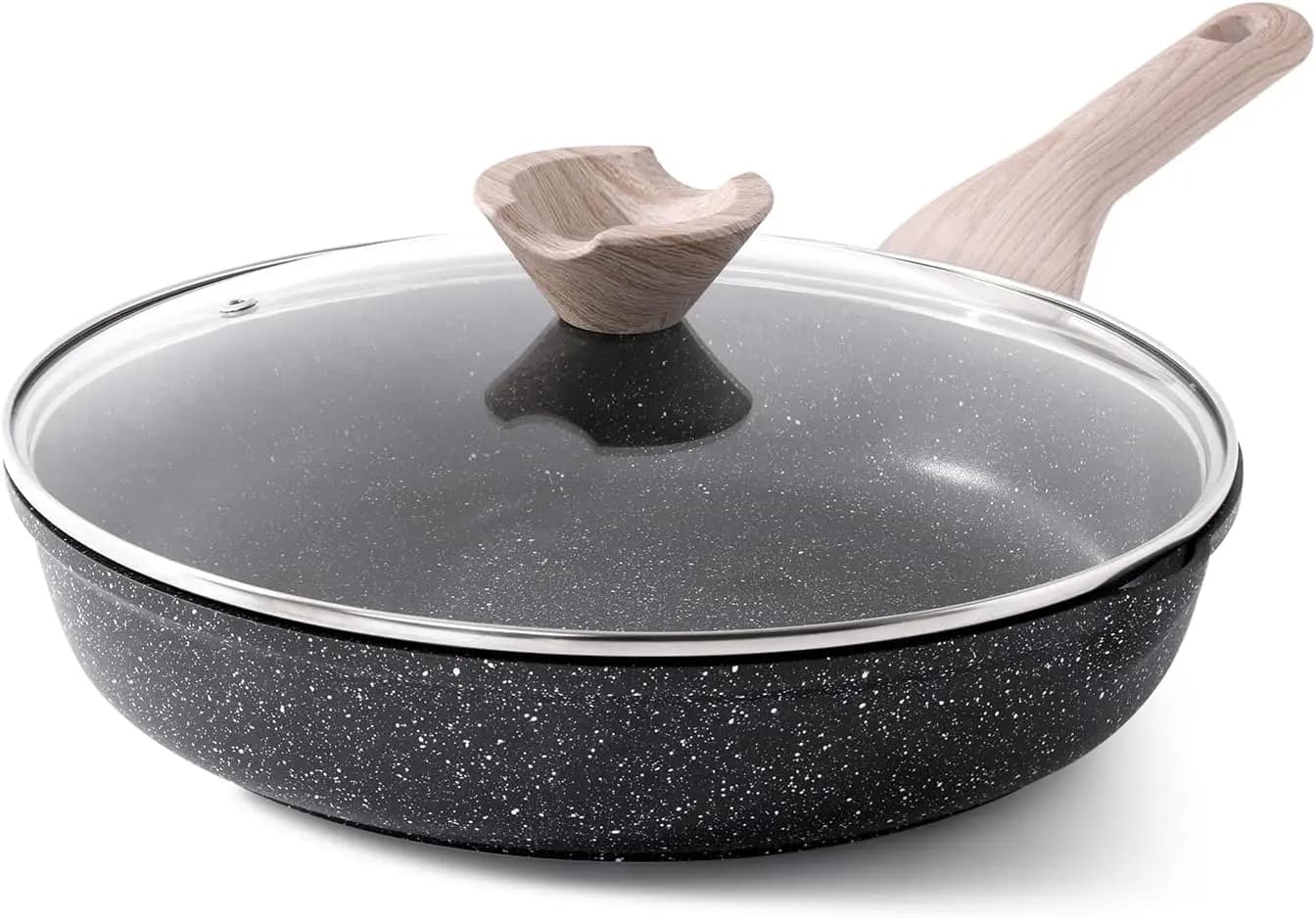 Frying Pans Nonstick with Lid, Induction Cooking Pan, 12.5 Inch Large Skillet with Lid, Stay Cool Handle, PFOA Free